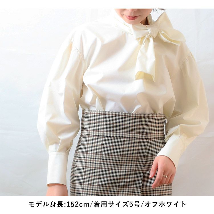 SALE】ボリュームスリーブボウタイブラウス 小さいサイズ 服