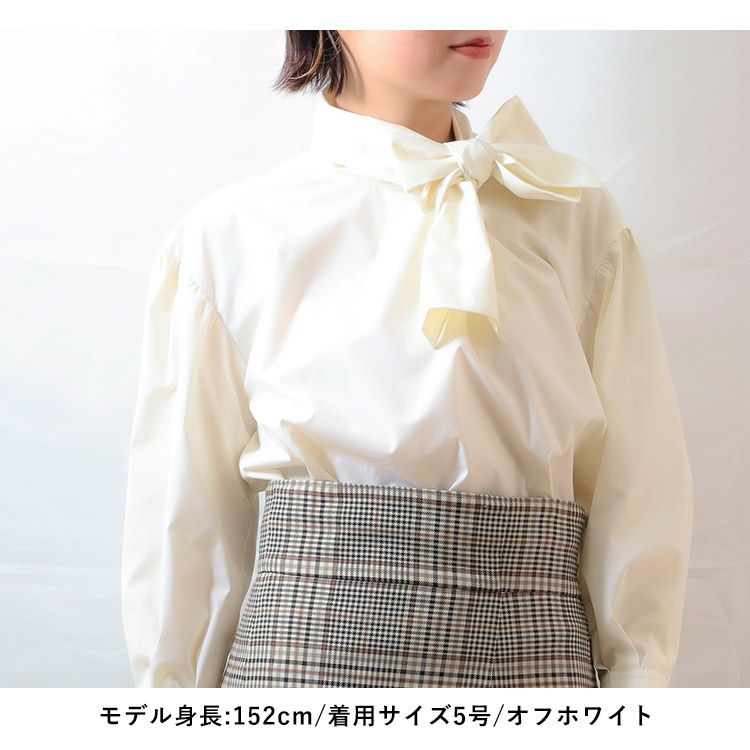 SALE】ボリュームスリーブボウタイブラウス 小さいサイズ 服