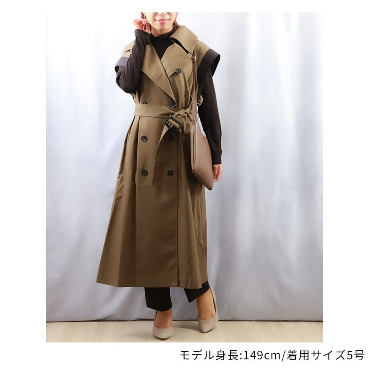 SALE】【2WAY】配色ロングトレンチコート 小さいサイズ 服 レディース 通販