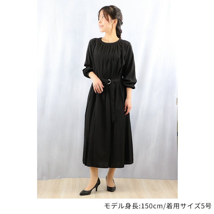 OUTLET】□60％OFF□パウダーサテンギャザーワンピース 小さい
