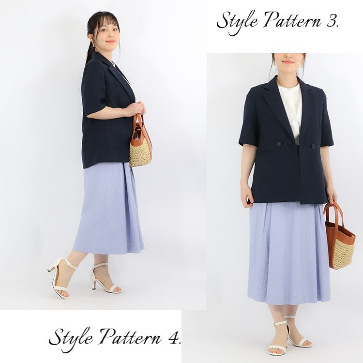 ひんやり素材リネンタッチ半袖ジャケット 小さいサイズ 服