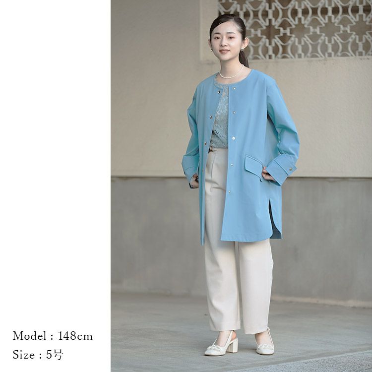 SALE】【撥水加工】ノーカラーコート 小さいサイズ 服 レディース 通販