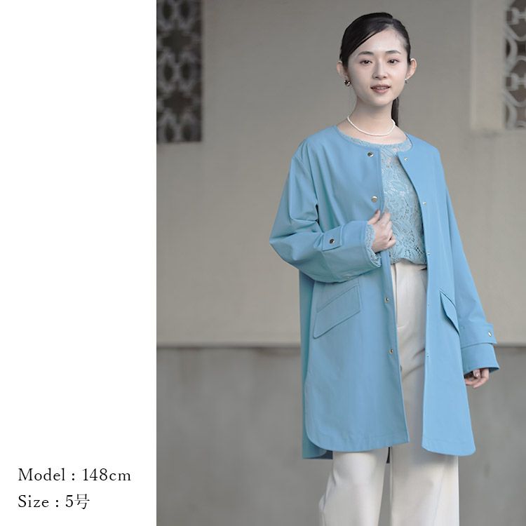 SALE】【撥水加工】ノーカラーコート 小さいサイズ 服 レディース 通販