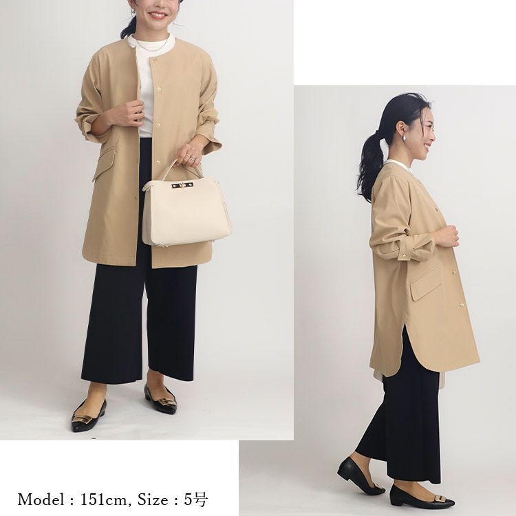 SALE】【撥水加工】ノーカラーコート 小さいサイズ 服 レディース 通販
