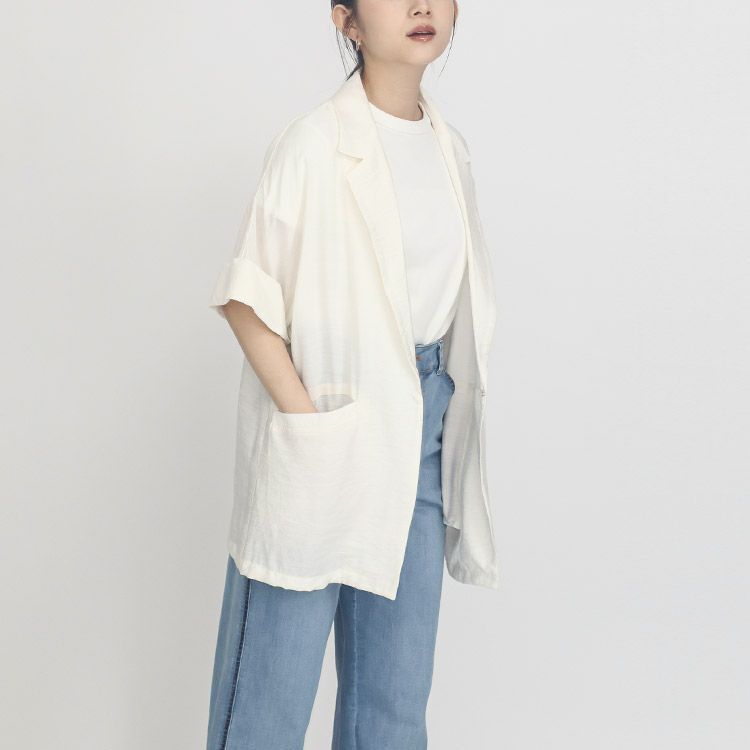 半袖ジャケット　Sサイズ タイムセール】スラブクロス半袖ジャケット 小さいサイズ 服