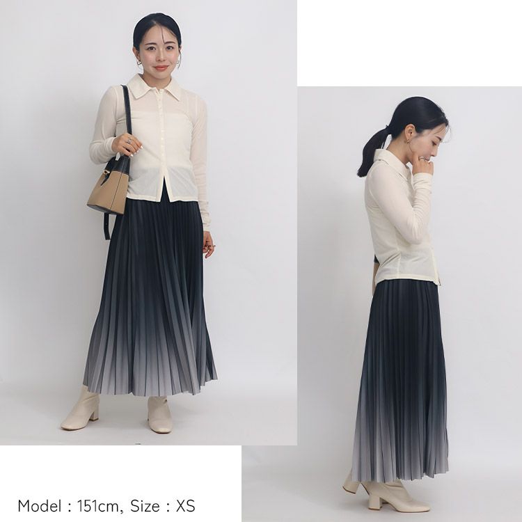 グラデーションプリーツスカート 小さいサイズ 服 レディース 通販