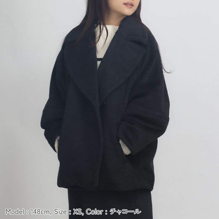 圧縮ニットシャギーダブルコート 小さいサイズ 服 レディース 通販