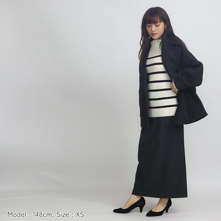 圧縮ニットシャギーダブルコート 小さいサイズ 服 レディース 通販