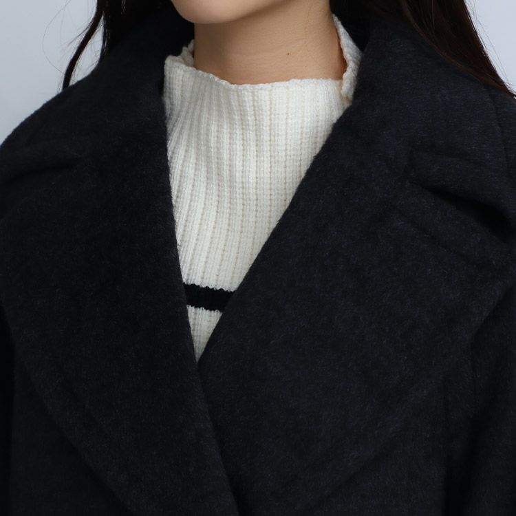 圧縮ニットシャギーダブルコート 小さいサイズ 服 レディース 通販