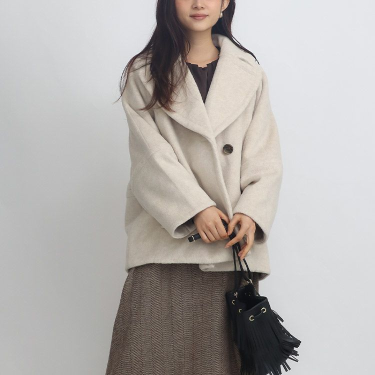 再値下げ】圧縮ニットシャギーダブルコート 小さいサイズ 服